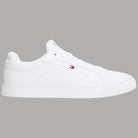 Sneakers bianche in pelle con lacci e dettagli a bandierina sul lato