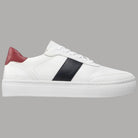Sneaker Tommy Hilfiger bianche con fascia nera e tallone bordeaux, suola bianca