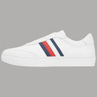 Sneakers Tommy Hilfiger bianche con righe blu e rosse laterali, punta tonda