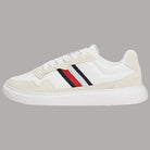 Sneaker Tommy Hilfiger bianche con fascia a righe rosso, bianco e blu