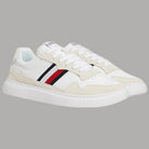Sneaker Tommy Hilfiger bianche con fascia a righe blu e rosse sul lato