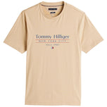 T-shirt beige con stampa frontale Tommy Hilfiger, scollo rotondo
