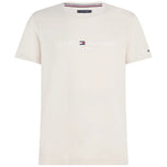 T-shirt Tommy Hilfiger beige con logo ricamato sul petto