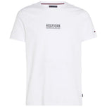 T-shirt Tommy Hilfiger bianca con logo HILFIGER sul petto e dettagli su maniche