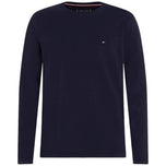 Maglietta a maniche lunghe Tommy Hilfiger blu scuro, girocollo, logo sul petto.