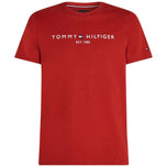 Maglietta Tommy Hilfiger rossa con logo frontale e colletto girocollo