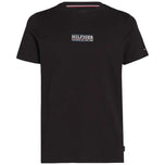 T-shirt nera Tommy Hilfiger con logo sul petto, scollo rotondo e maniche corte