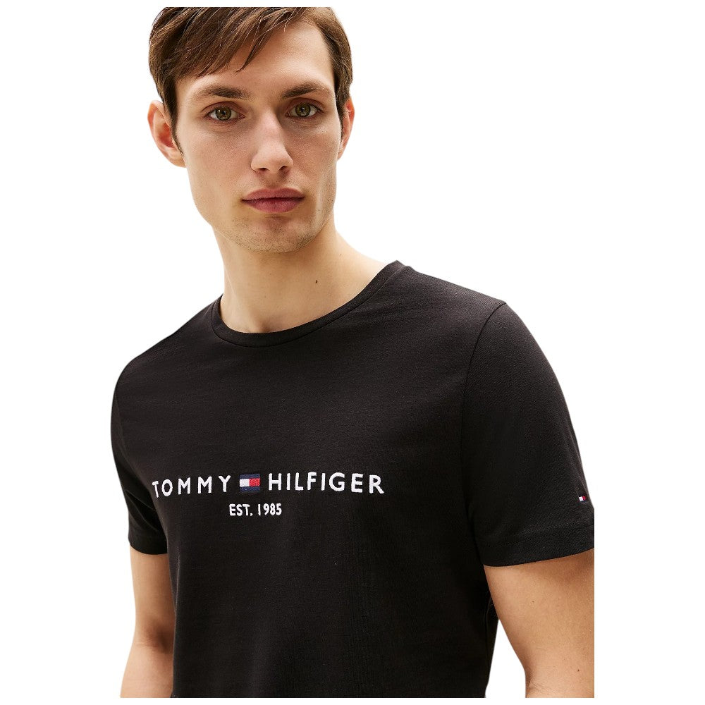 Tommy Hilfiger t-shirt nera logo scritta ricamata MW0MW11465BAS T-shirt Tommy Hilfiger