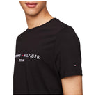 Tommy Hilfiger t-shirt nera logo scritta ricamata MW0MW11465BAS T-shirt Tommy Hilfiger