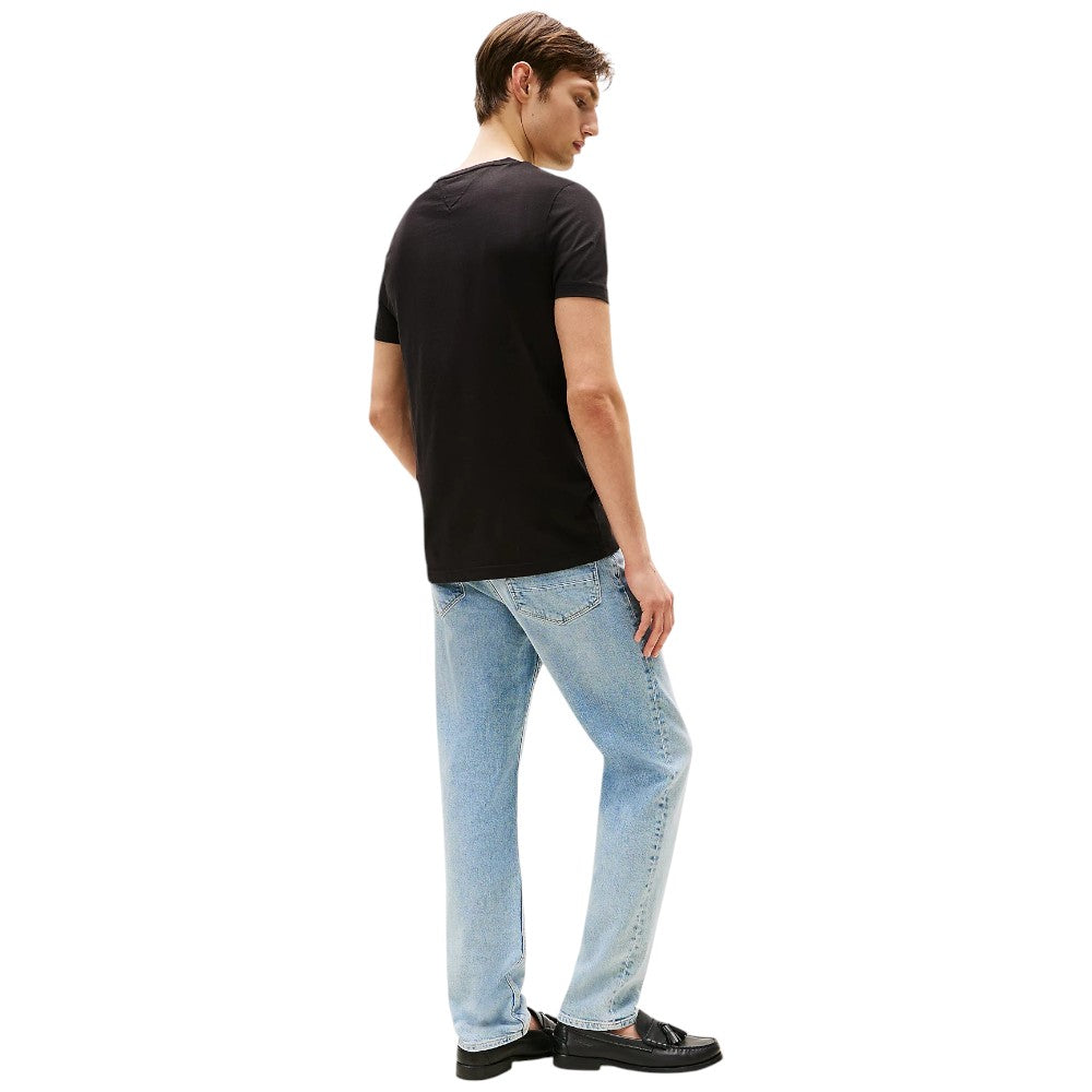 Tommy Hilfiger t-shirt nera logo scritta ricamata MW0MW11465BAS T-shirt Tommy Hilfiger