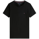 Maglietta nera slim stretch Tommy Hilfiger, logo sul petto, girocollo a maniche corte