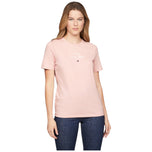 T-shirt rosa da donna con logo Tommy sul petto e manica corta