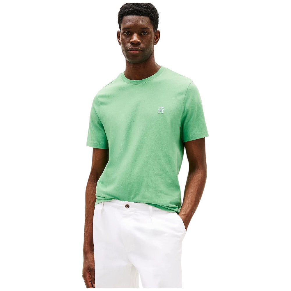 Tommy Hilfiger t-shirt verde logo TH ricamato MW0MW39256L3J T-shirt Tommy Hilfiger