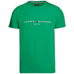 T-shirt verde Tommy Hilfiger con scritta e logo sul petto