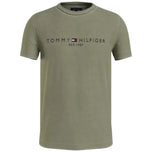 T-shirt Tommy Hilfiger verde oliva girocollo con logo stampato al petto