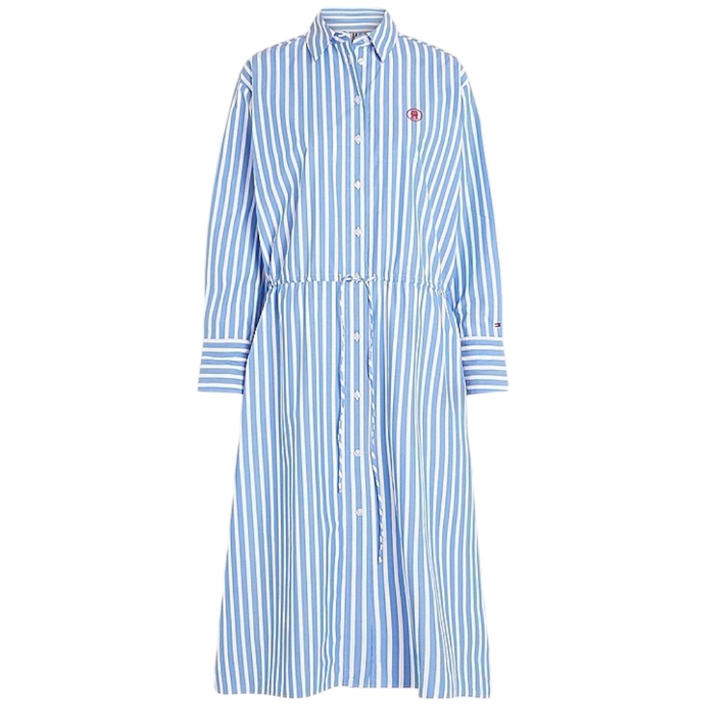 Tommy Hilfiger vestito midi a righe azzurro bianco WW0WW4143 Vestiti Tommy Hilfiger
