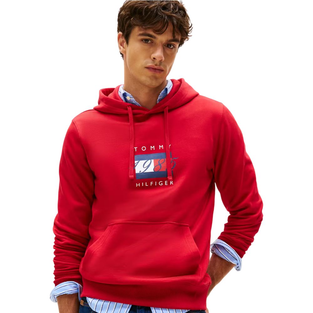 Tommy hilfiger felpa rossa con cappuccio MW0MW41332XLD - Prodotti di Classe
