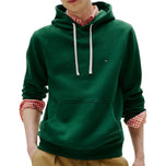 Felpa verde con cappuccio e coulisse bianca, tasca marsupio, logo Tommy hilfiger