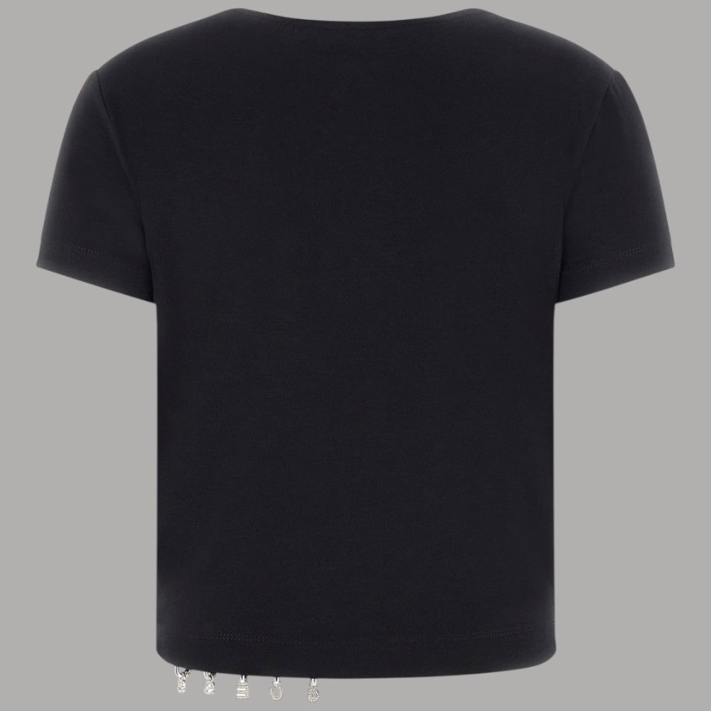 Top Guess Cropped in Maglia con Dettaglio Gioiello Cotone-Elasticizzato - Prodotti di Classe