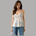Top Guess Linda Floreale con Volant e Scollatura a V - Prodotti di Classe