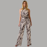 Tuta Guess con stampa zebrata, scollo halter e pantaloni ampi
