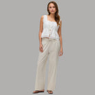 Vero Moda Pantaloni Wide Leg Cotton Linen Vita Medio Elasticizzata - Prodotti di Classe