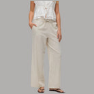 Vero Moda Pantaloni Wide Leg Cotton Linen Vita Medio Elasticizzata - Prodotti di Classe