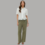 Vero Moda Pantaloni Wide Leg Cotton Linen Vita Medio Elasticizzata - Prodotti di Classe