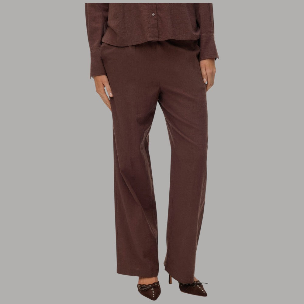 Vero Moda Pantaloni Wide Leg Cotton Linen Vita Medio Elasticizzata - Prodotti di Classe