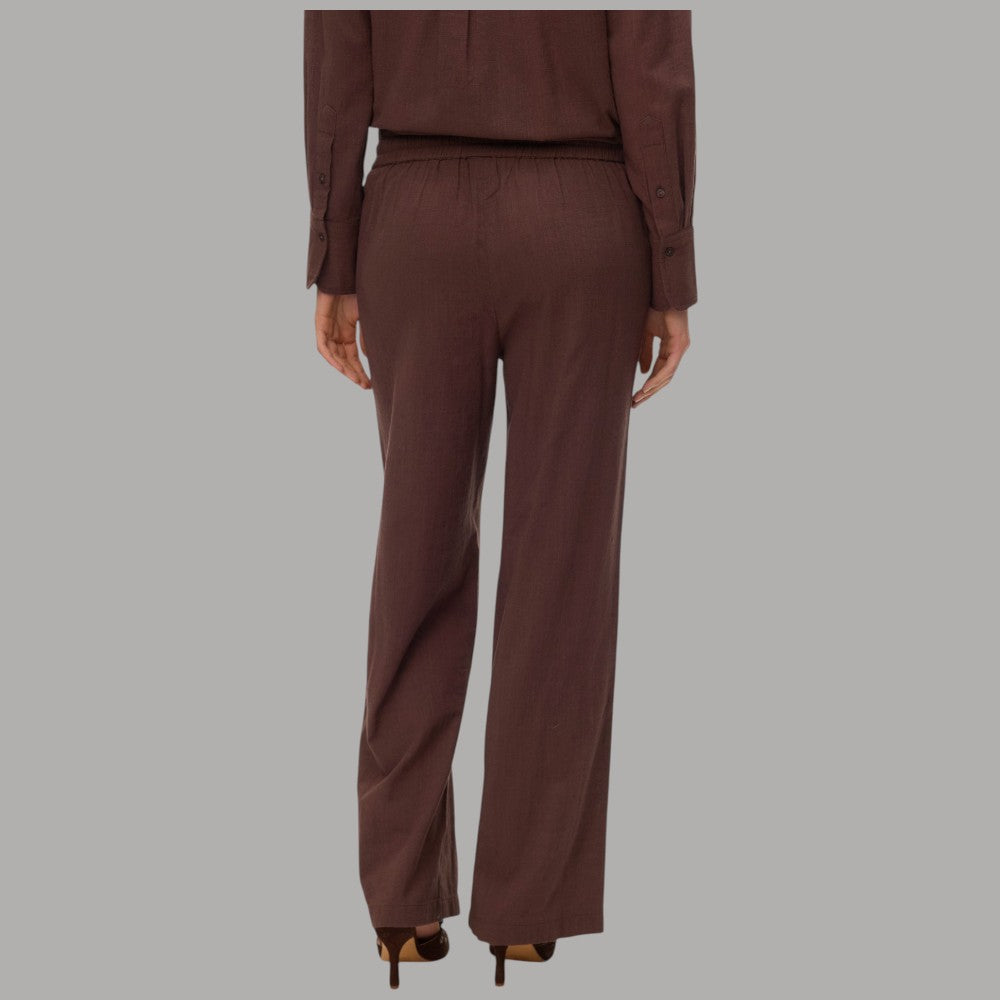 Vero Moda Pantaloni Wide Leg Cotton Linen Vita Medio Elasticizzata - Prodotti di Classe