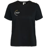 T-shirt nera Vero Moda da donna con collo rotondo e maniche corte, stampa frontale