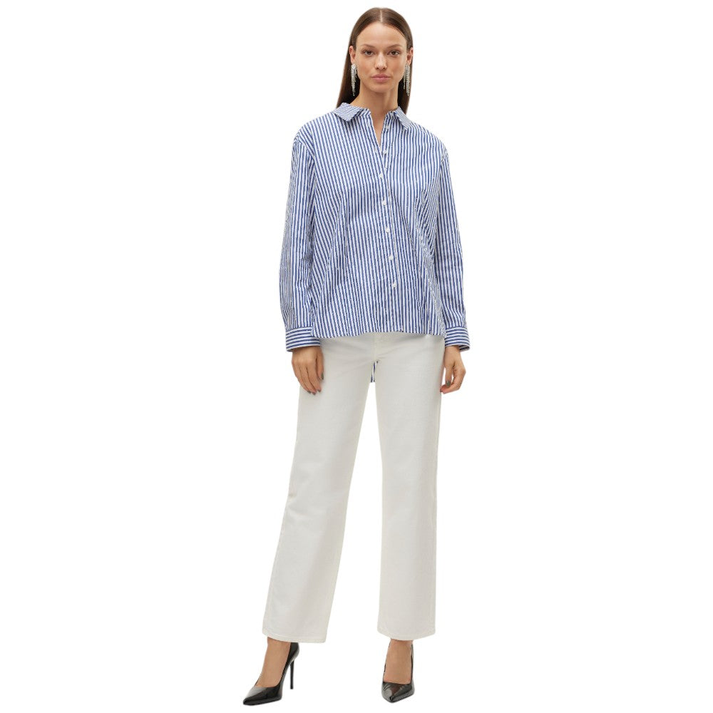 Vero Moda camicia a righe bianca blu con strass Inge 10321807 Camicie Vero Moda