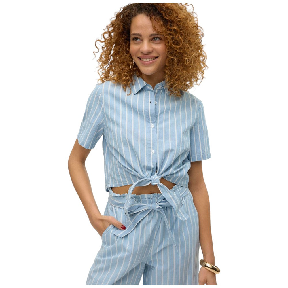 Vero Moda camicia celeste a righe Leonie 10309722 Camicie Vero Moda