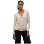 Cardigan Vero Moda tortora chiaro con scollo a V e bottoni frontali