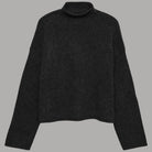 Maglione nero collo alto a maniche lunghe, tessuto lavorato a maglia