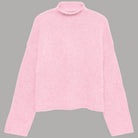 Maglione rosa collo alto a maniche lunghe in maglia