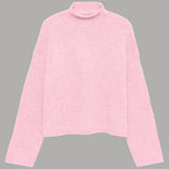 Maglione rosa collo alto a maniche lunghe in maglia