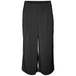 Pantalone culotte nero con vita alta e gamba ampia