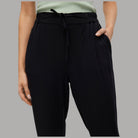 Pantaloni in viscosa neri con vita elastica e coulisse