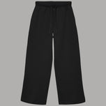 Pantalone jogger nero con vita elasticizzata e cordoncino, gamba ampia