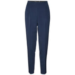 Pantaloni blazer blu scuro, gamba dritta, cuciture frontali