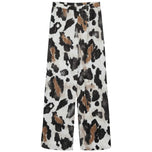 Pantaloni leggeri a gamba larga con stampa animalier bianco e nero, cintura elastica