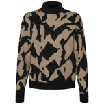 Pullover Vero Moda a collo alto con motivo astratto nero e beige