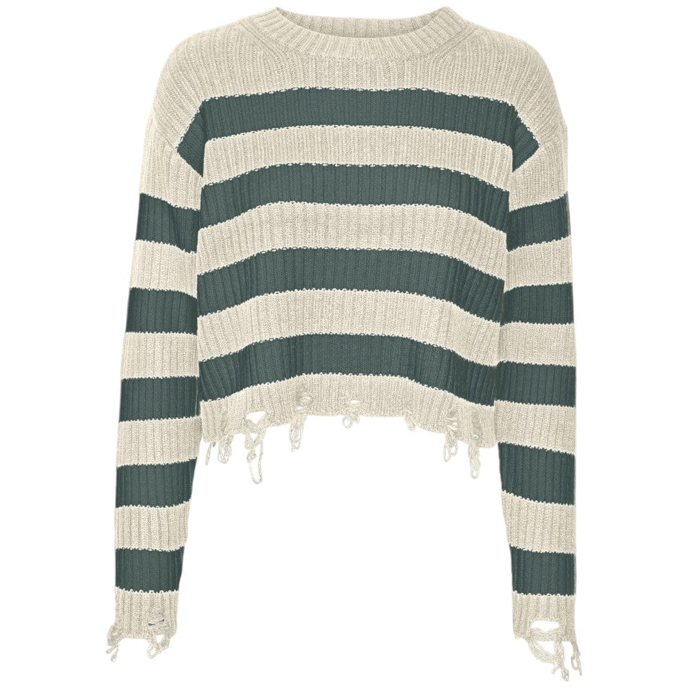 Vero Moda pullover cropped verde panna MERCER 10314141 Maglieria Vero Moda