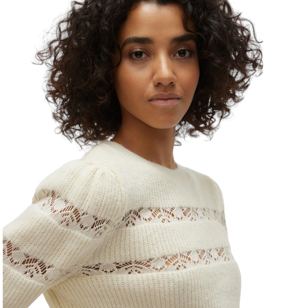 Vero Moda pullover panna con ricami Ea Lace 10310975 Maglieria Vero Moda