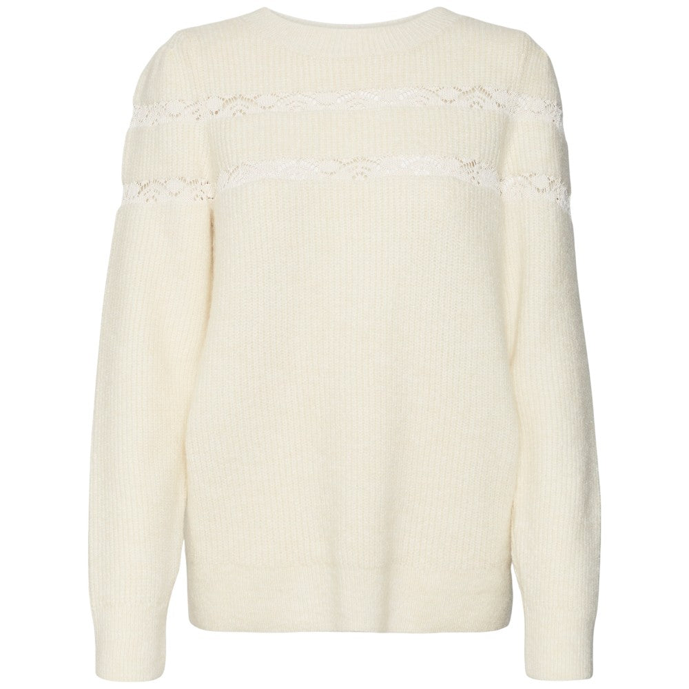 Vero Moda pullover panna con ricami Ea Lace 10310975 Maglieria Vero Moda