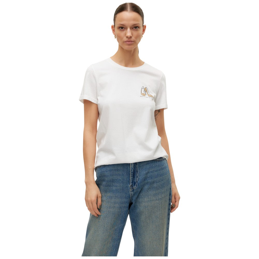 Vero Moda t-shirt bianca con stampa oro glitter art. Villa 10324551 T-shirt Vero Moda