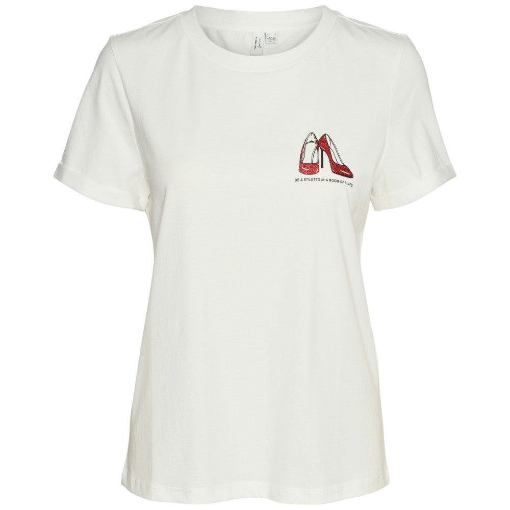 Vero Moda t-shirt bianca con stampa rossa glitter art. Villa 10324551 T-shirt Vero Moda