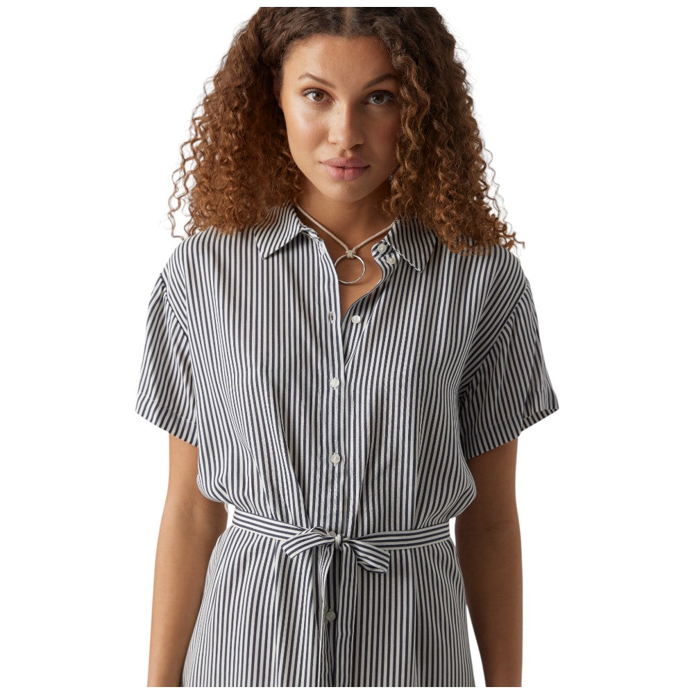 Vero Moda vestito t-shirt a righe bianco blu Bumpy 10279684 Vestiti Vero Moda