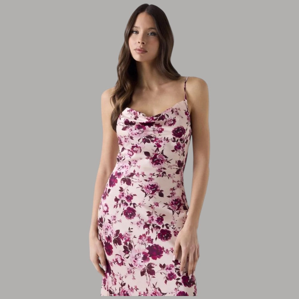 Vestito Guess Midi in Raso Floreale AKILINA Sleeveless Elegante - Prodotti di Classe